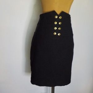 Black Stretch Straight Skirt